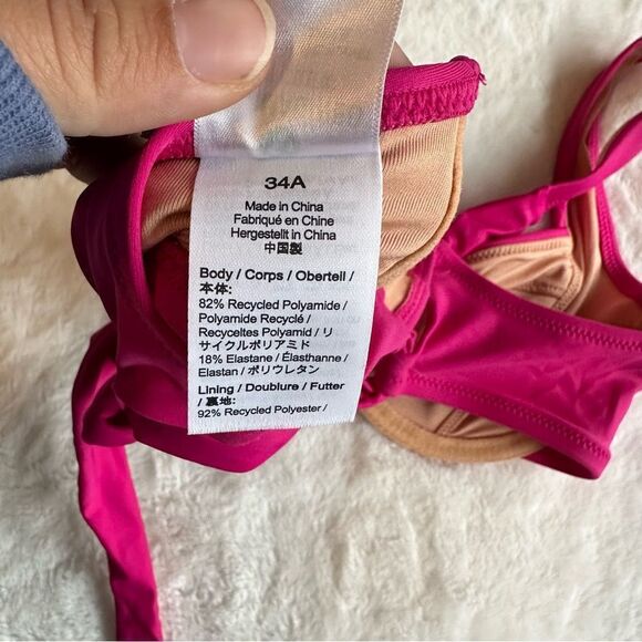 J.Crew Women’s Cross-Back Underwire Bikini Top Pink Size 34A - Picture 7 of 9